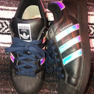 Adidas superstars black and holographic
